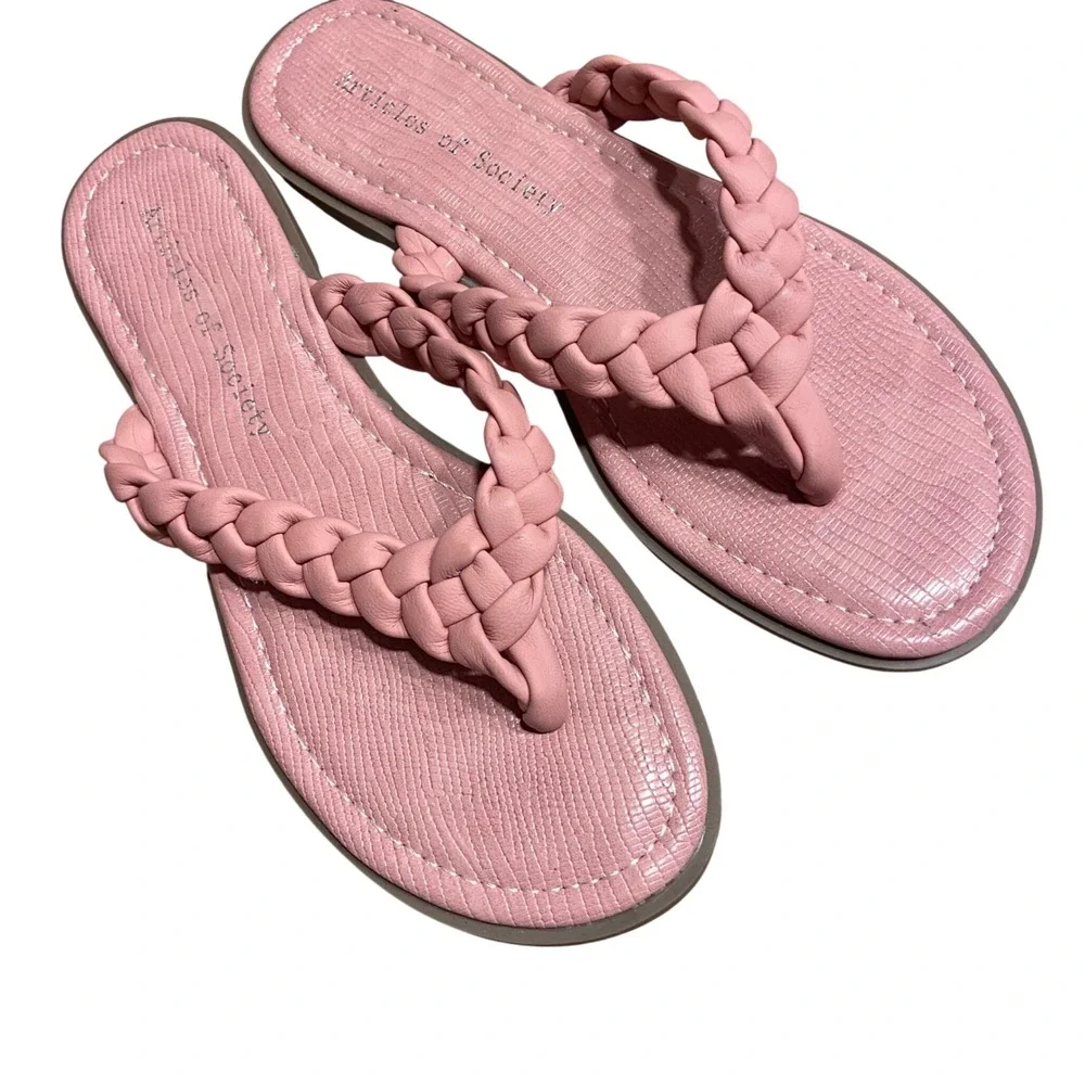 Articles of Society Capri Pink Braided Thong Sandals Lizard Embossed 2159 size 7